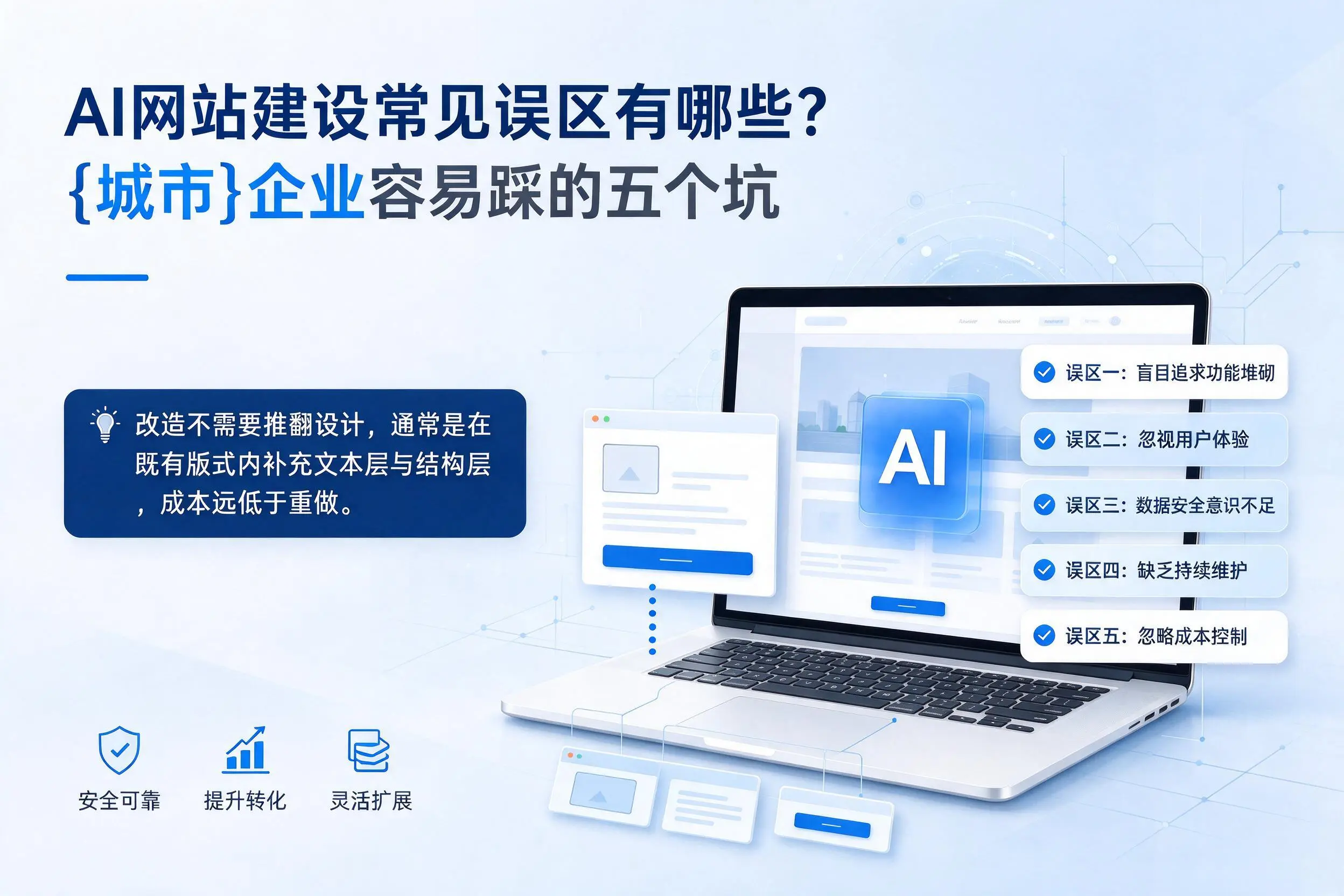 AI网站建设常见误区有哪些？廊坊企业容易踩的五个坑